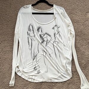 Abercrombie and fitch long sleeve flowy white top with fashion design